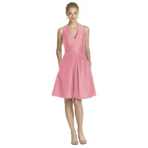 Satin Homecoming Dress Sleeves V Neck Wedding Guest Dress Event Dress Short