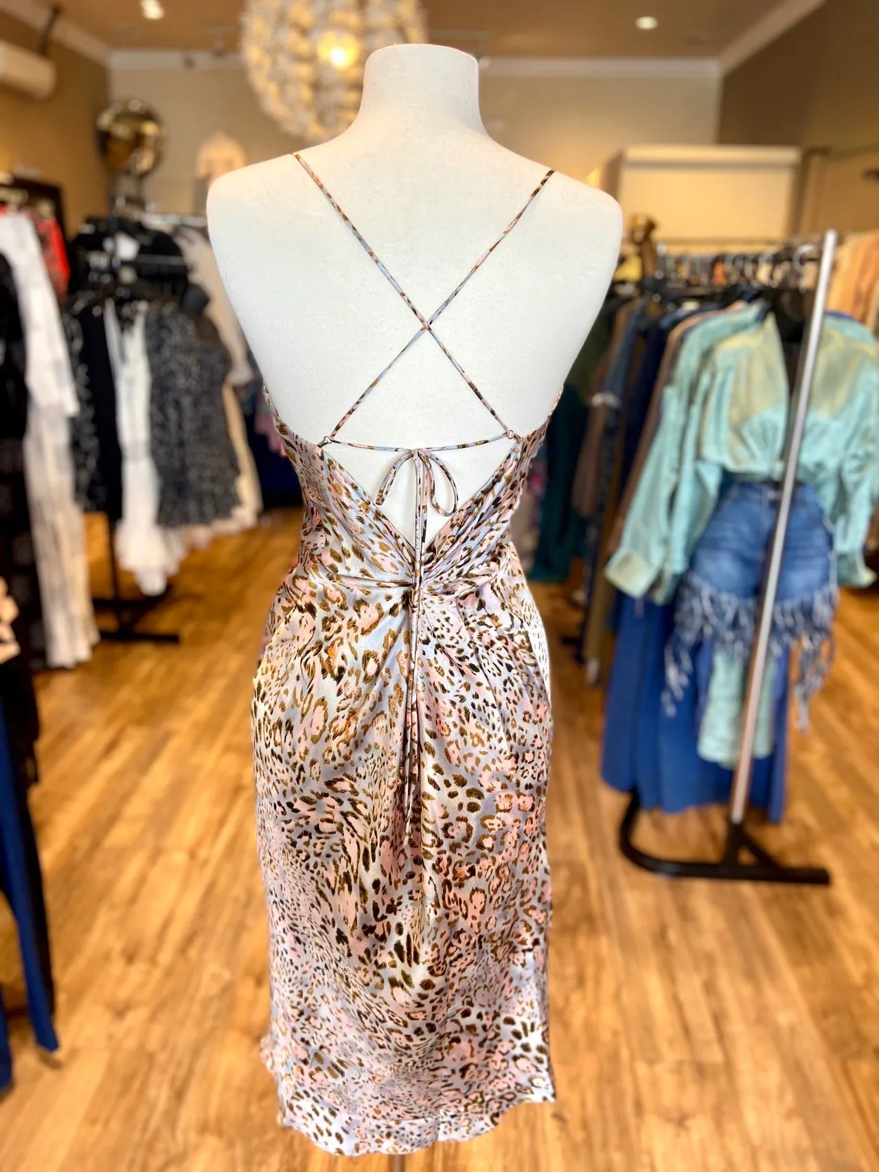 Satin Pattern Slip Dress