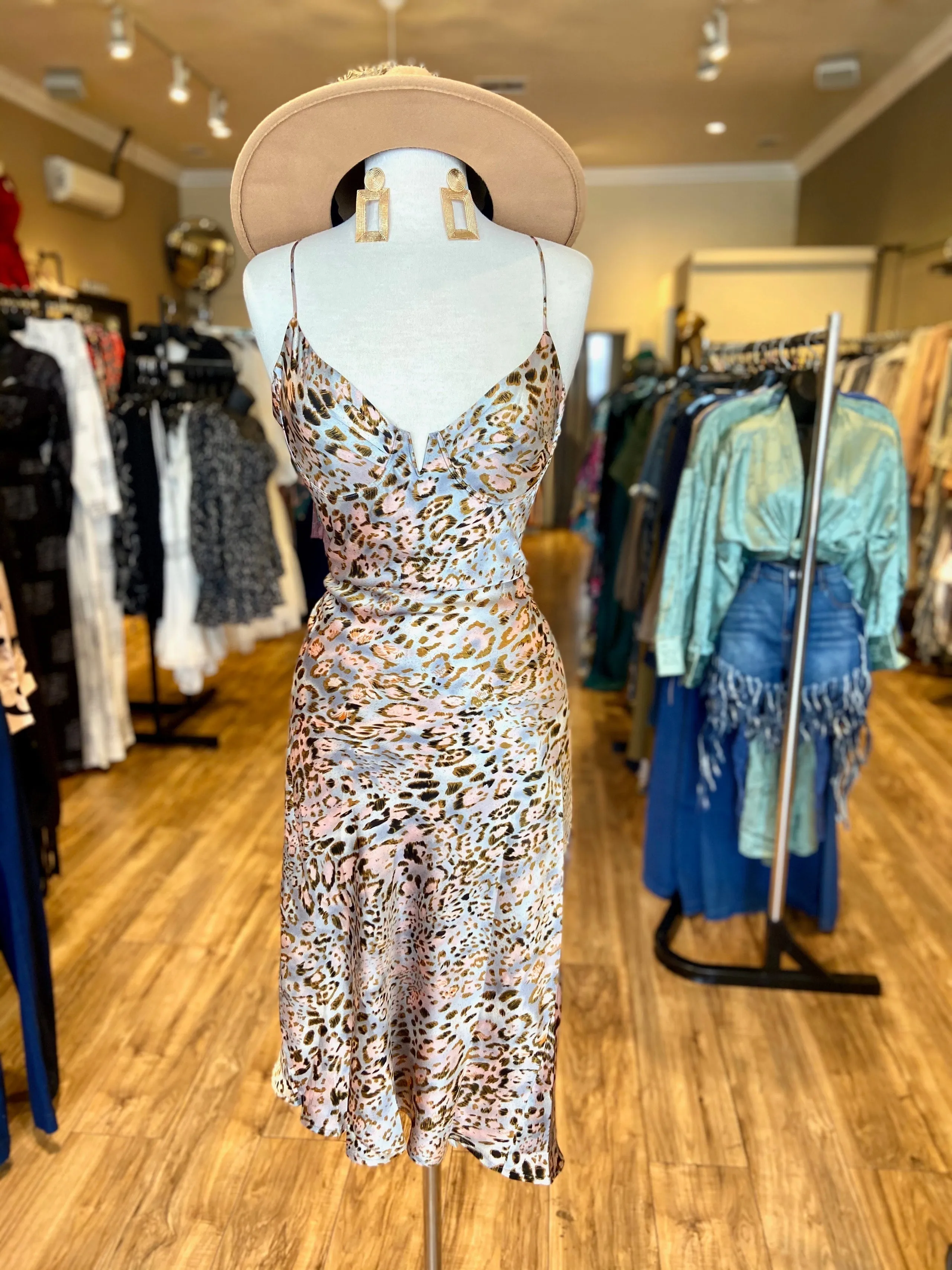 Satin Pattern Slip Dress