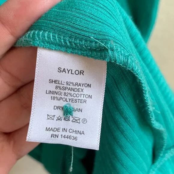 Saylor Teal Malavika Puff Sleeve Dress Size Small