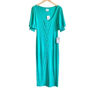 Saylor Teal Malavika Puff Sleeve Dress Size Small