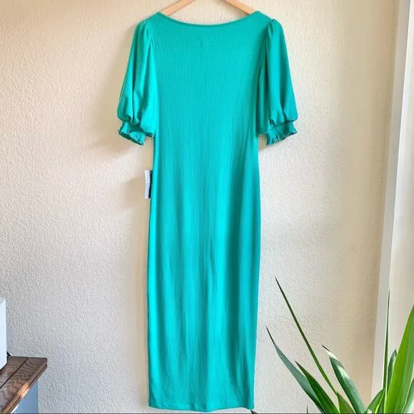 Saylor Teal Malavika Puff Sleeve Dress Size Small