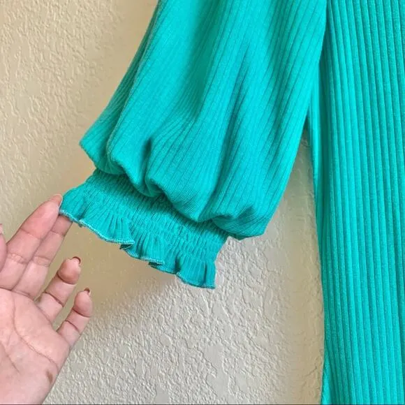 Saylor Teal Malavika Puff Sleeve Dress Size Small