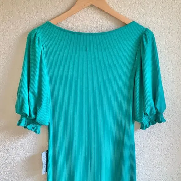 Saylor Teal Malavika Puff Sleeve Dress Size Small