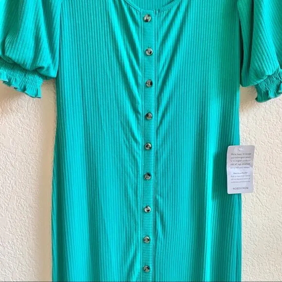 Saylor Teal Malavika Puff Sleeve Dress Size Small