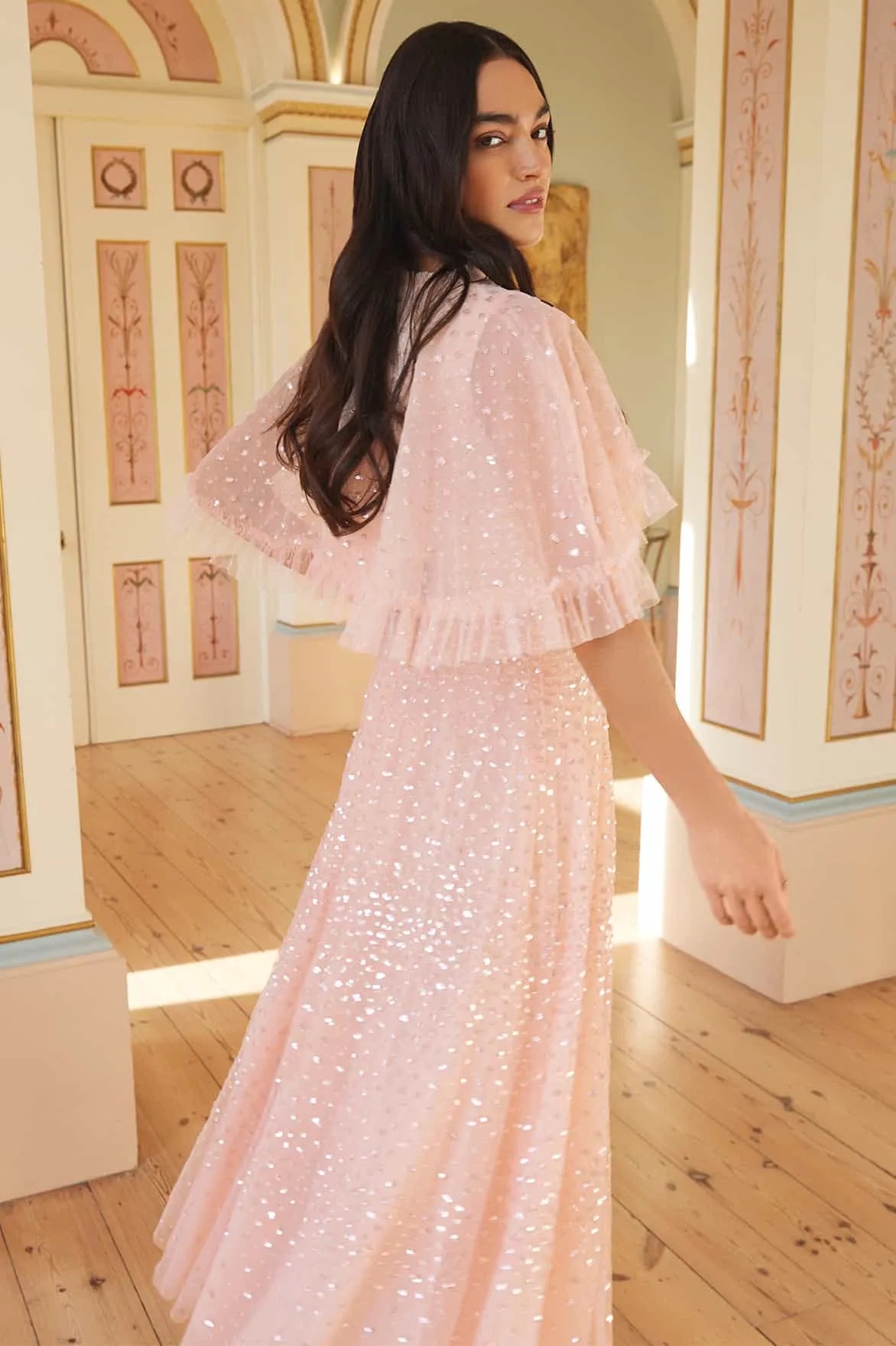 Scatter Dot Short Cape Ankle Gown