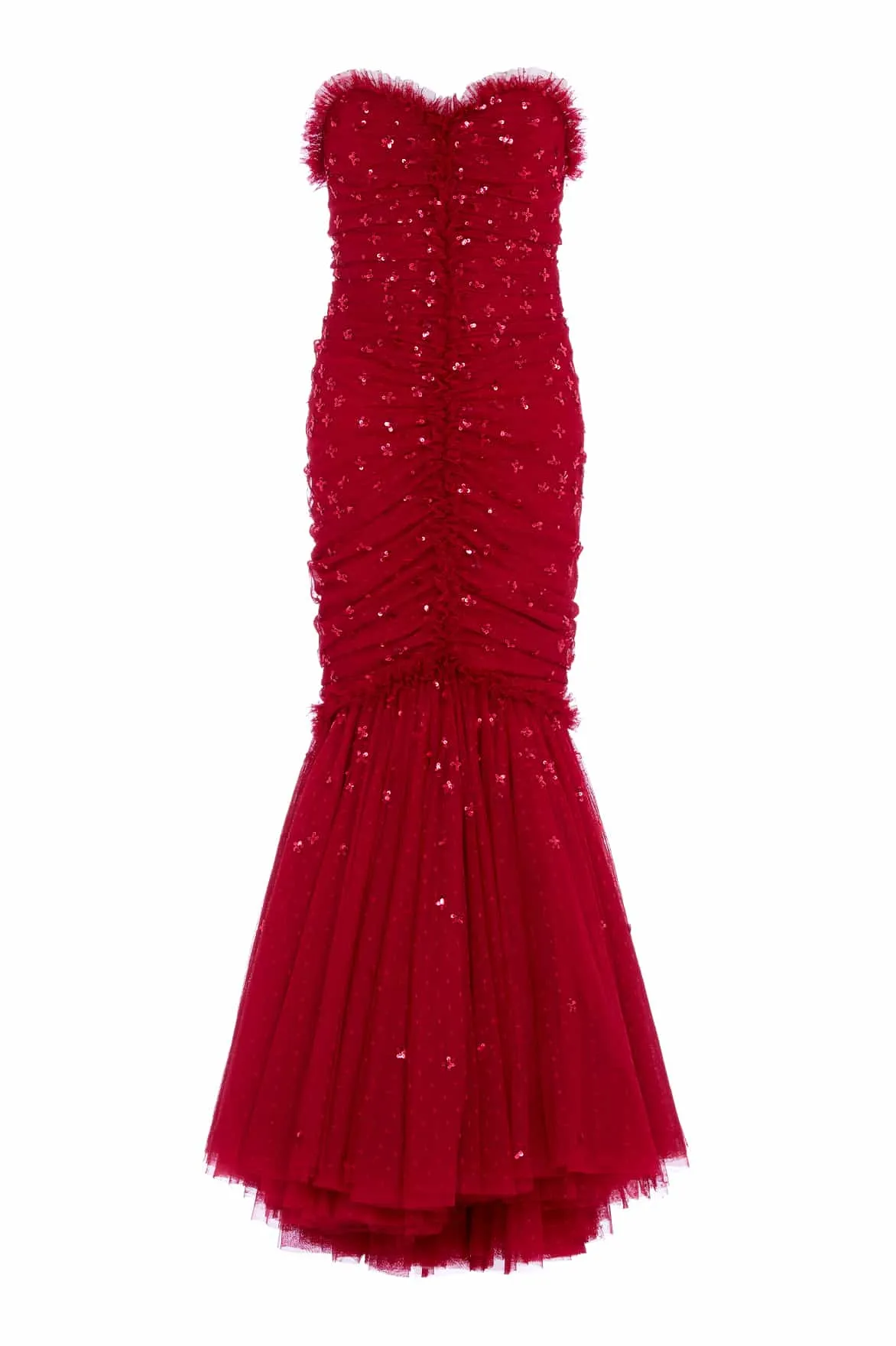 Scatter Sequin Strapless Ankle Gown