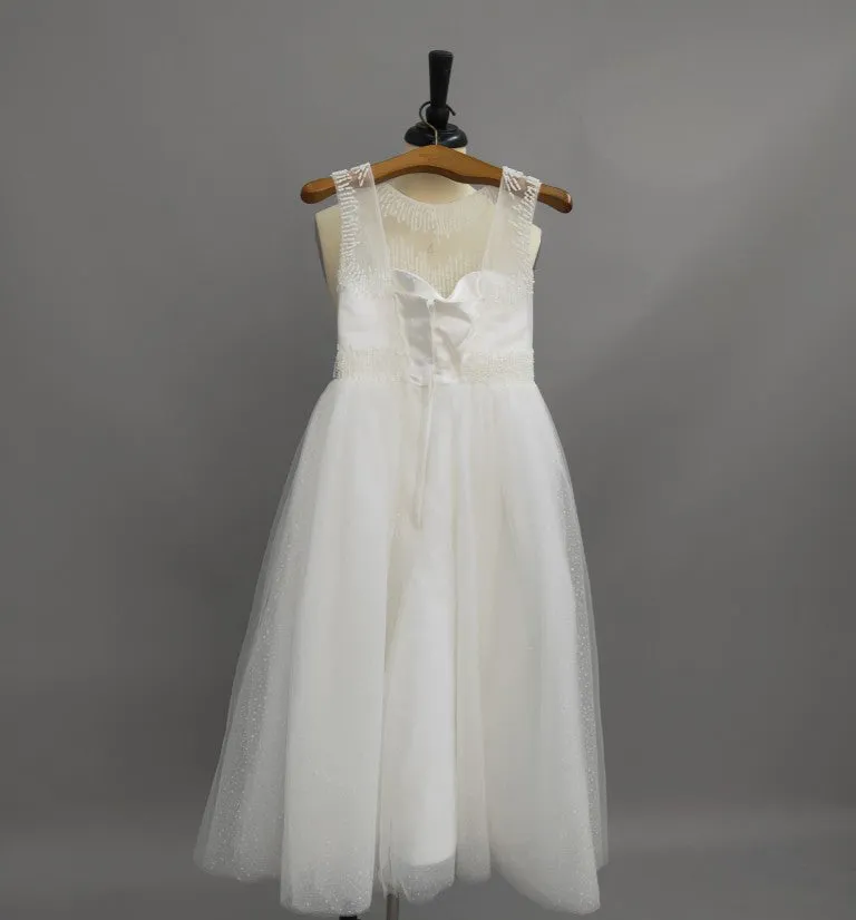 Scoop-Neck Cap-Sleeve Ball Gown Flower Girl Dress