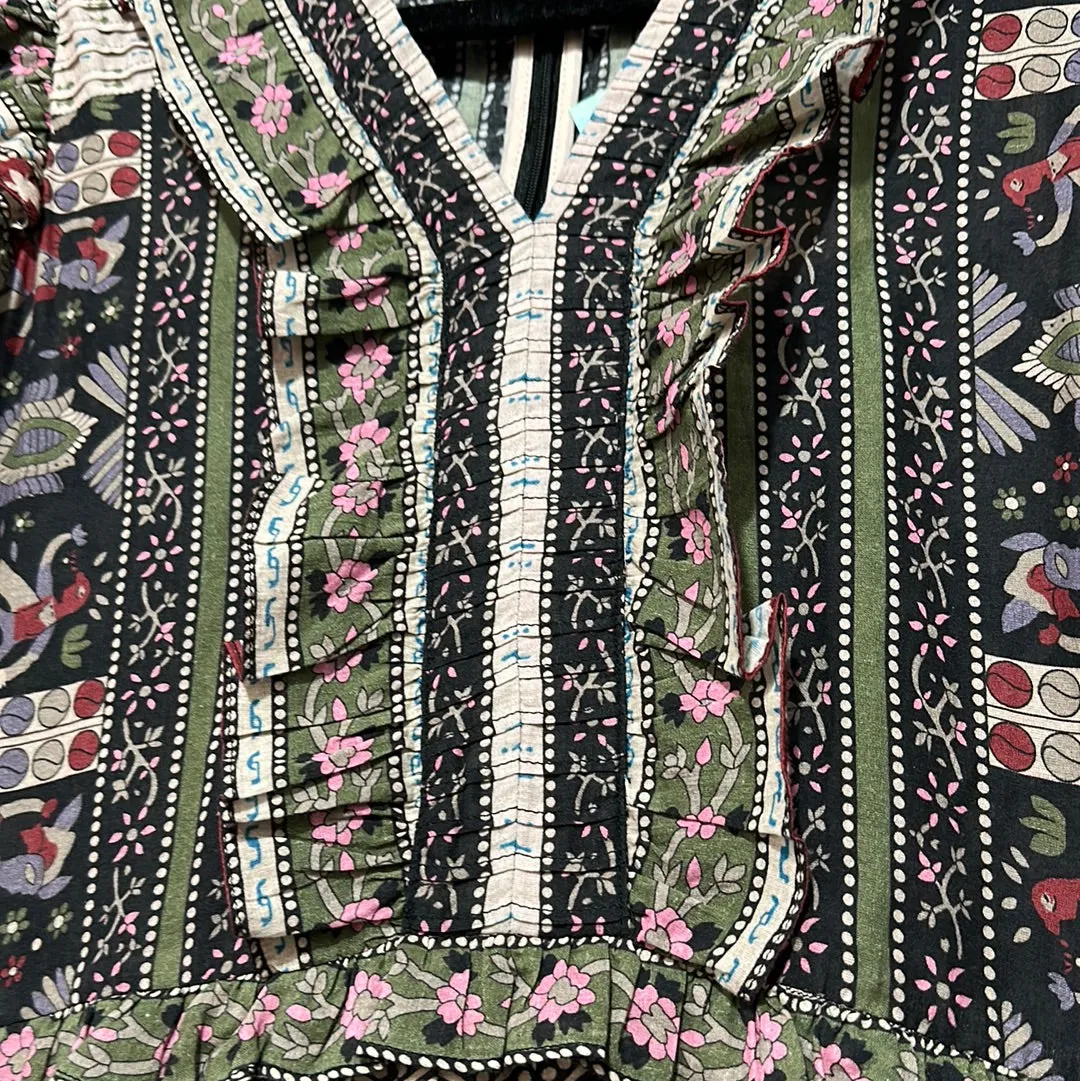 Sea New York Short Sleeve Flutter Ruffle Printed Dress