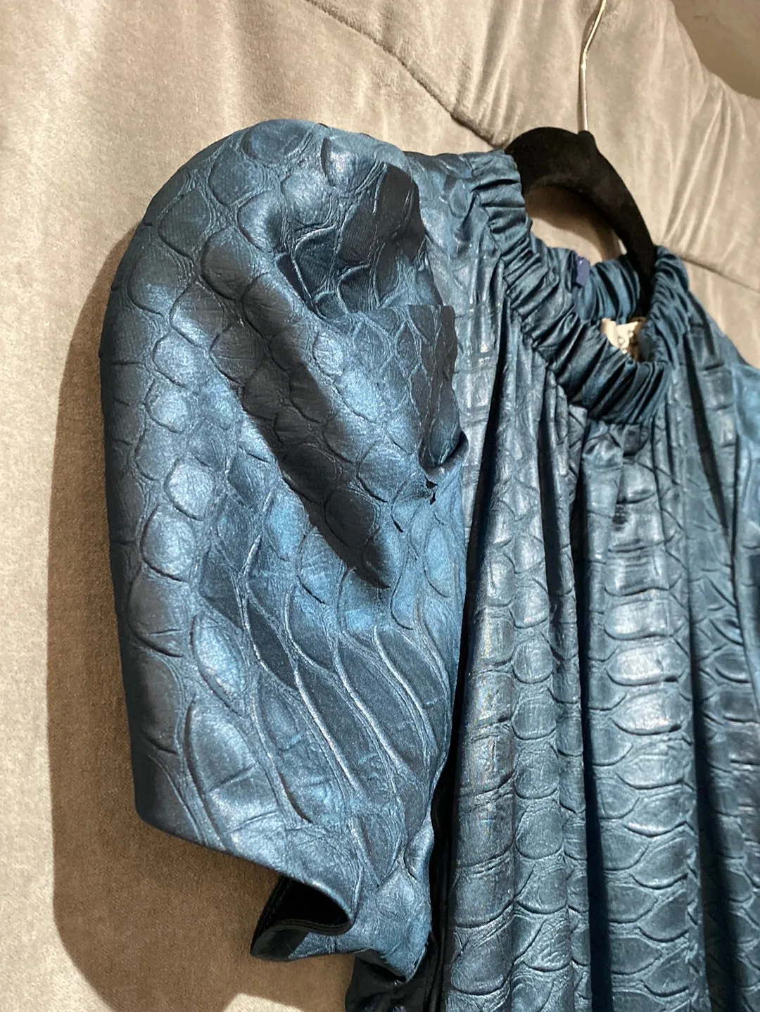 SEA New York Short Sleeve Metallic Slate Blue Snake Print Dress