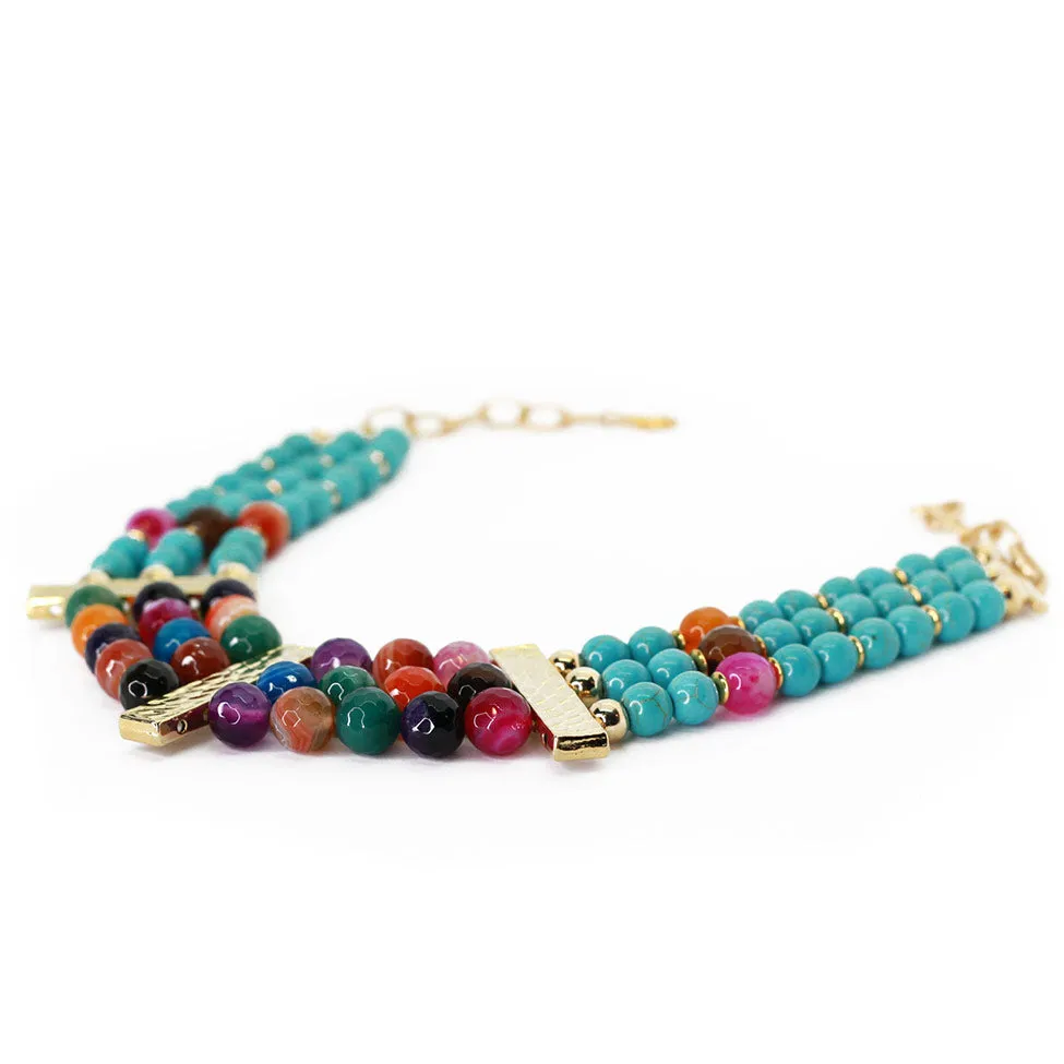 Seduction: Turquoise   Multicolor Gemstones: Multilayer Agate Necklace