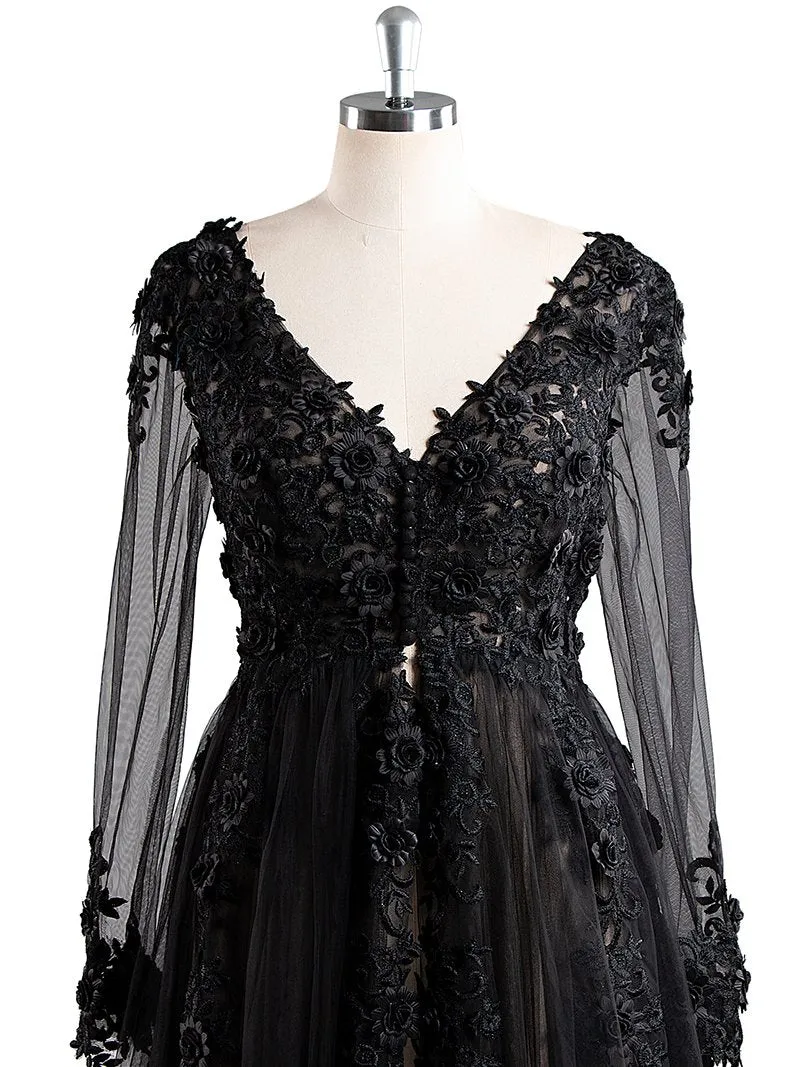 Sexy V Neck Lace Long Sleeve Maternity Dress Wedding Dress