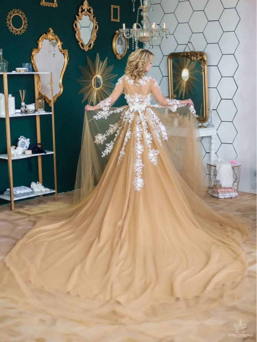 Sexy V Neck Lace Long Sleeve Maternity Dress Wedding Dress