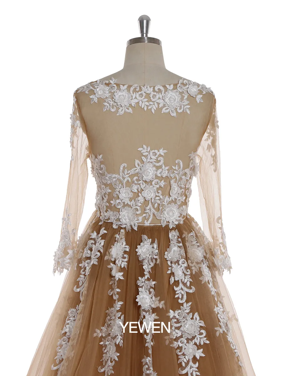 Sexy V Neck Lace Long Sleeve Maternity Dress Wedding Dress