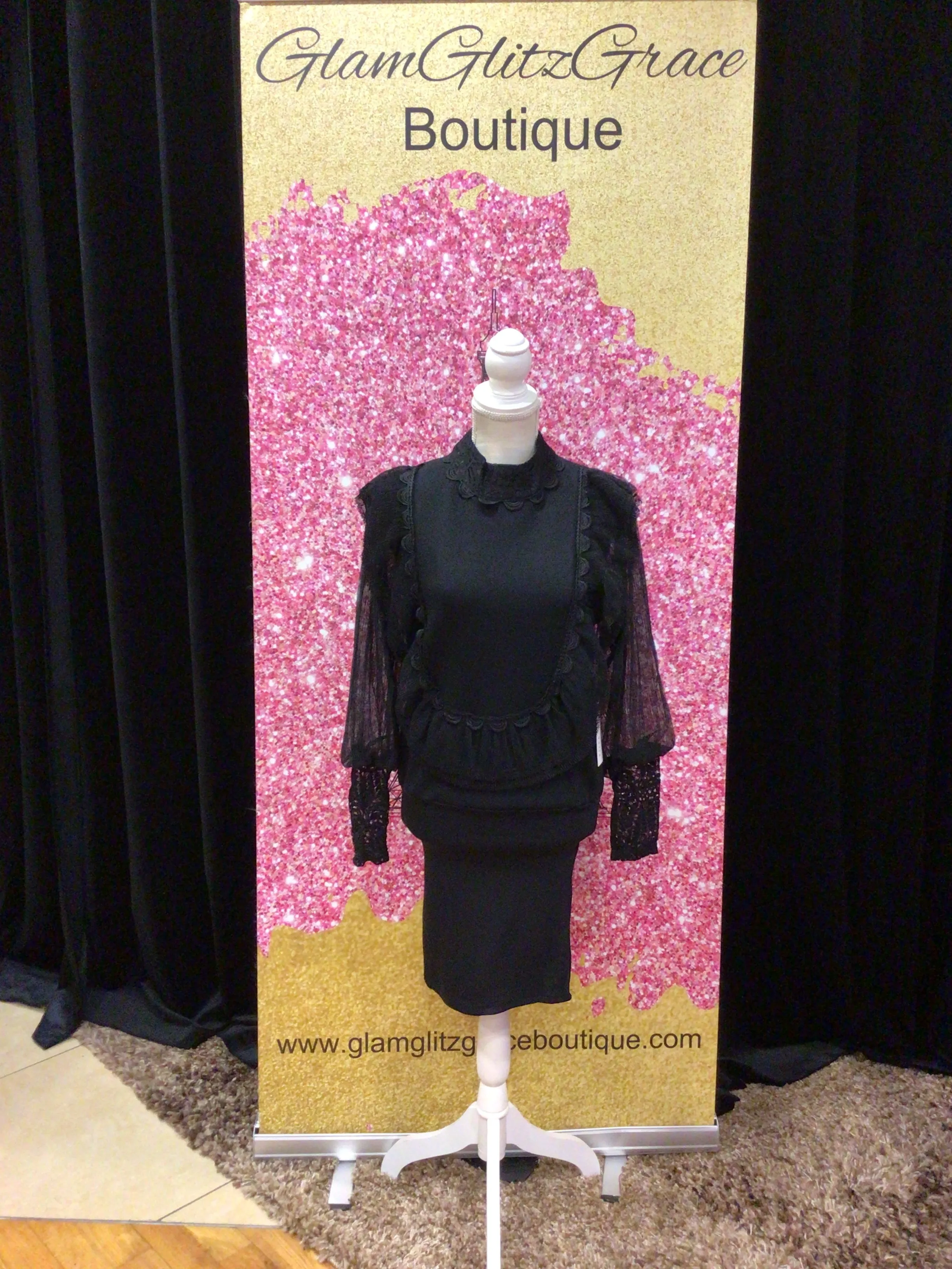 Sheer Long Sleeves High Neck Dress