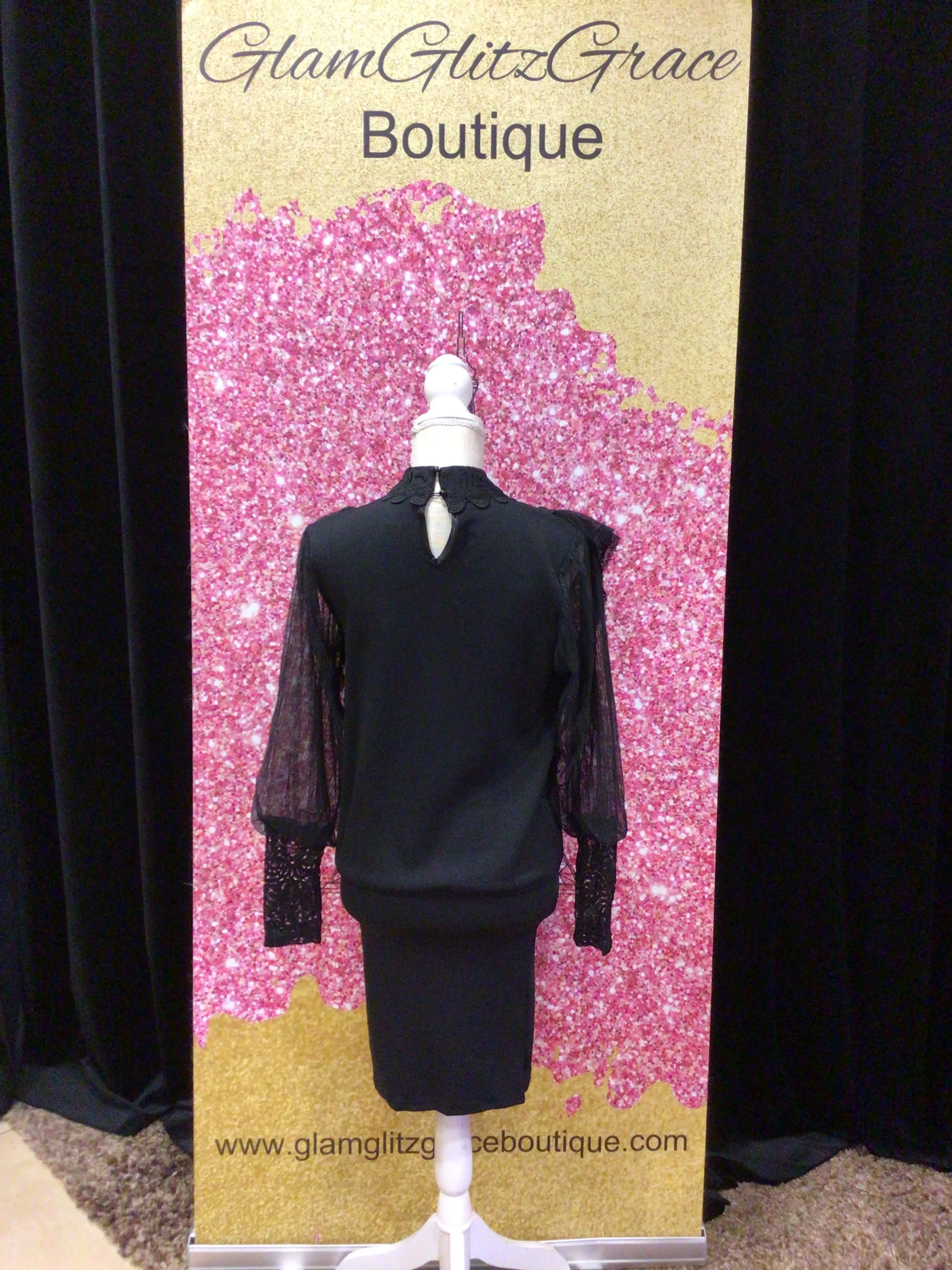 Sheer Long Sleeves High Neck Dress
