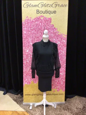 Sheer Long Sleeves High Neck Dress