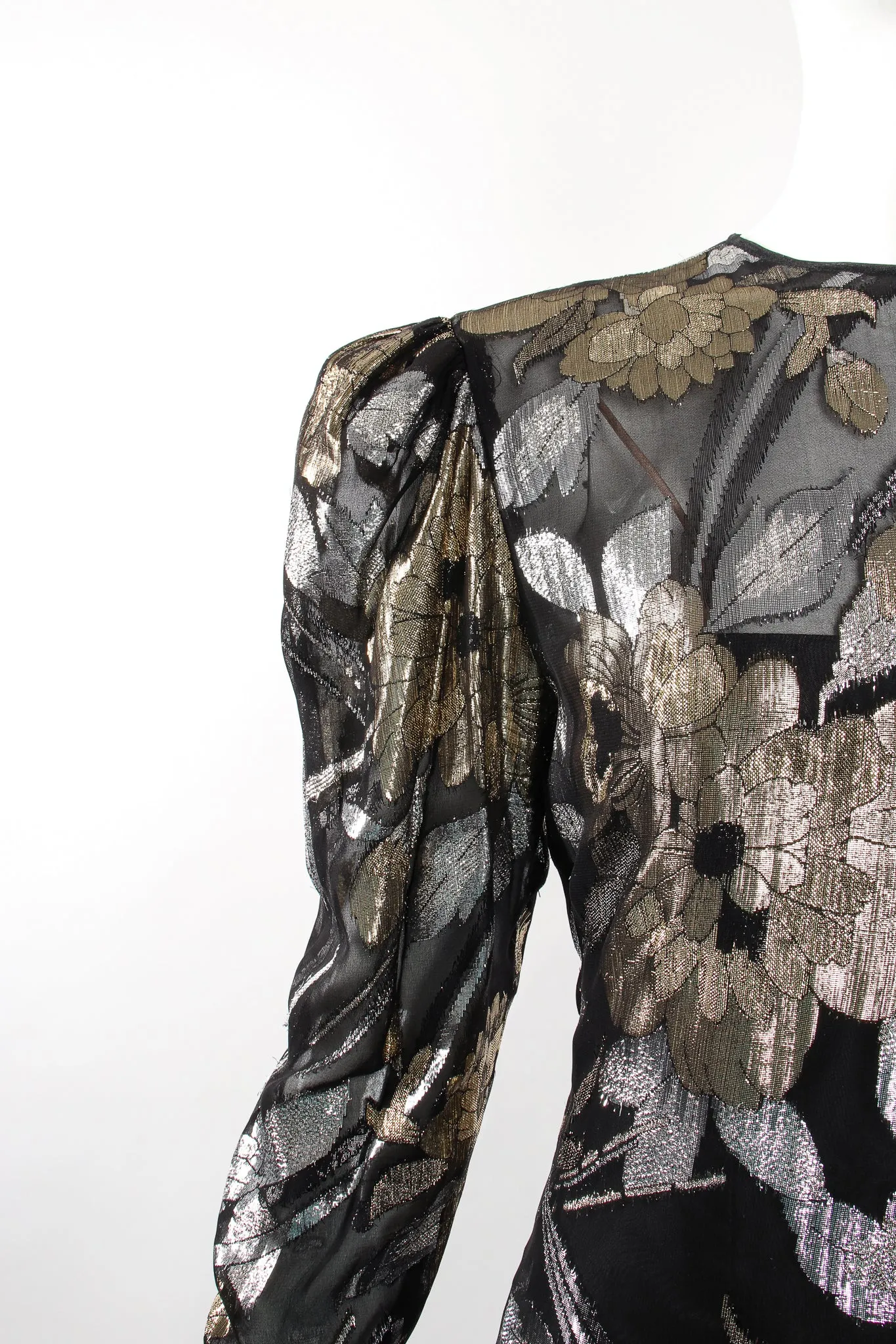 Sheer Metallic Layered Mermaid Gown
