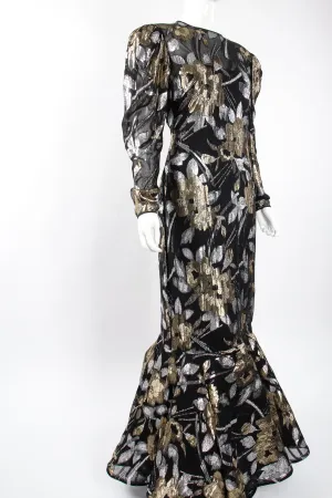 Sheer Metallic Layered Mermaid Gown