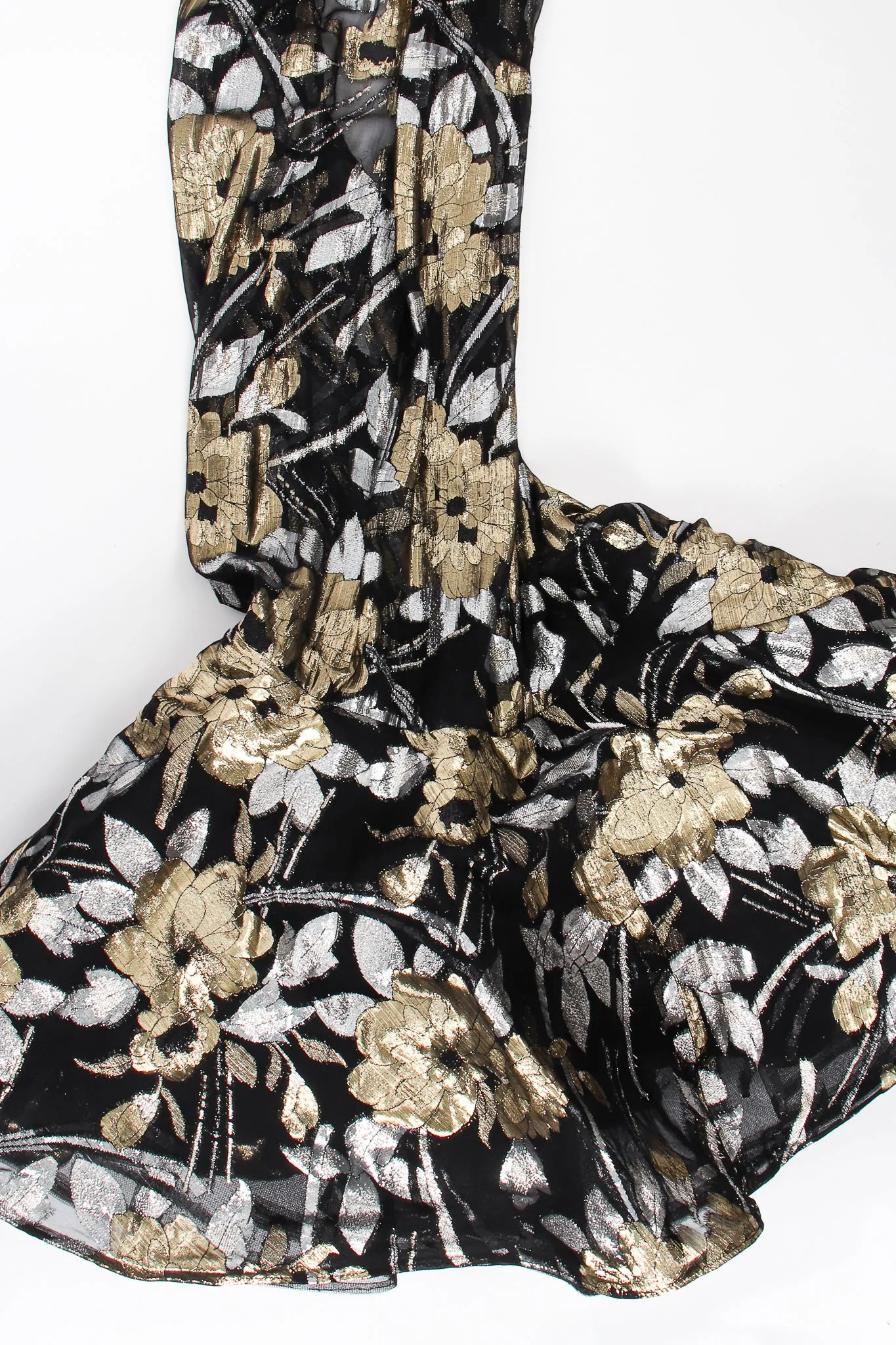 Sheer Metallic Layered Mermaid Gown