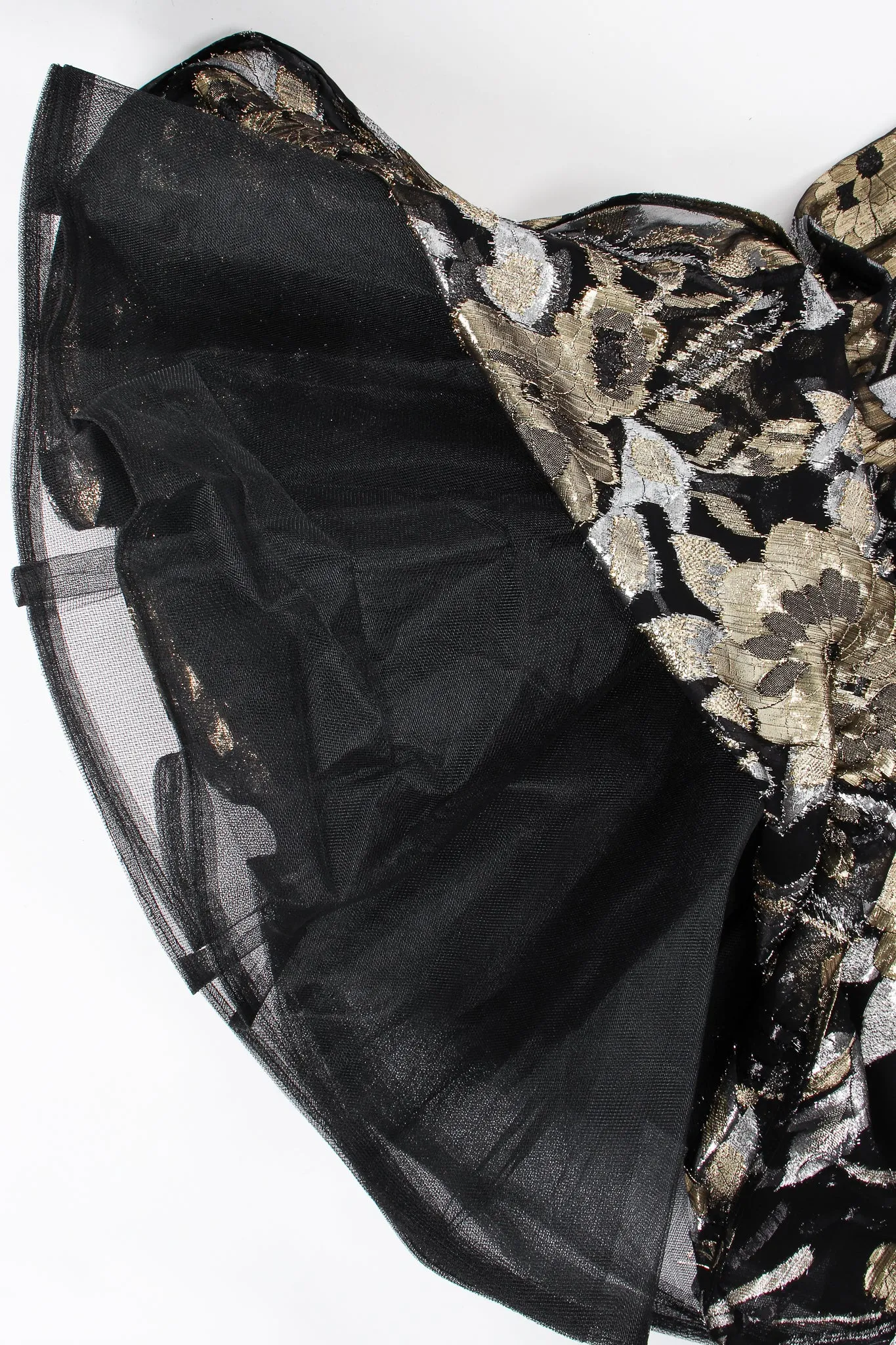 Sheer Metallic Layered Mermaid Gown