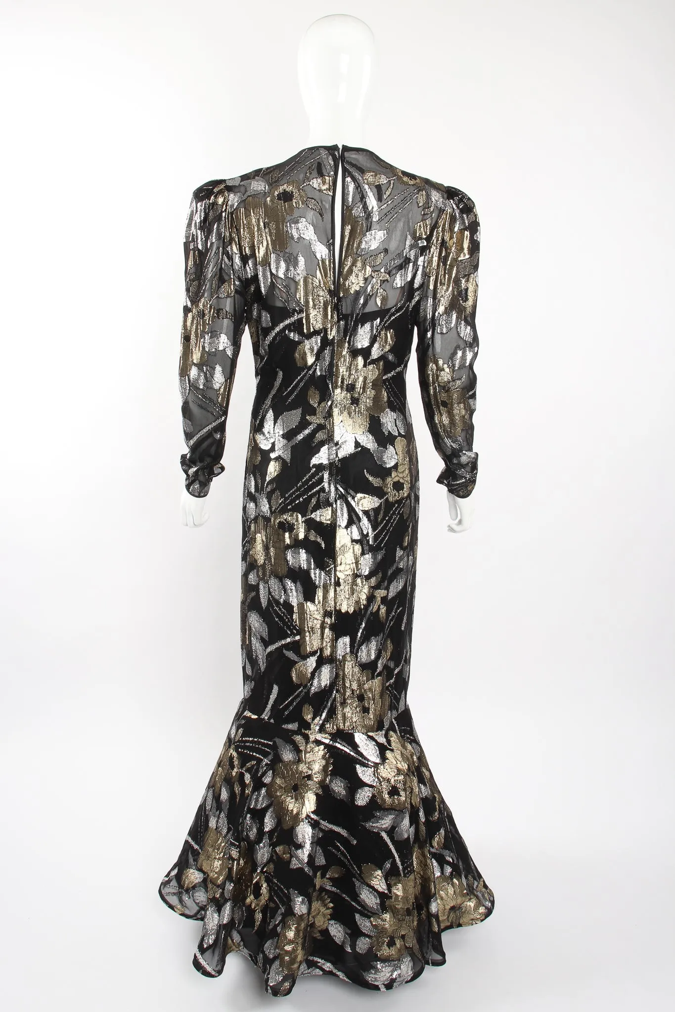 Sheer Metallic Layered Mermaid Gown