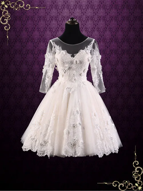 Short Lace Wedding Dress with Sleeves EMBER