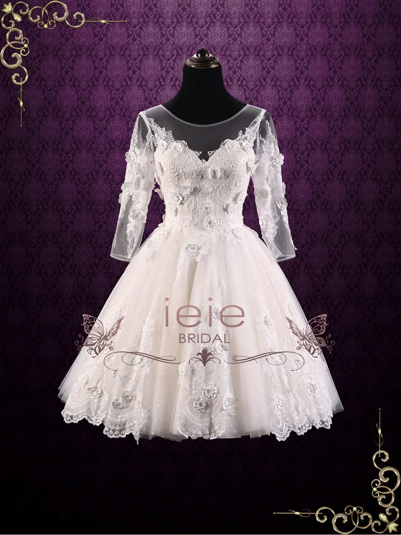 Short Lace Wedding Dress with Sleeves EMBER