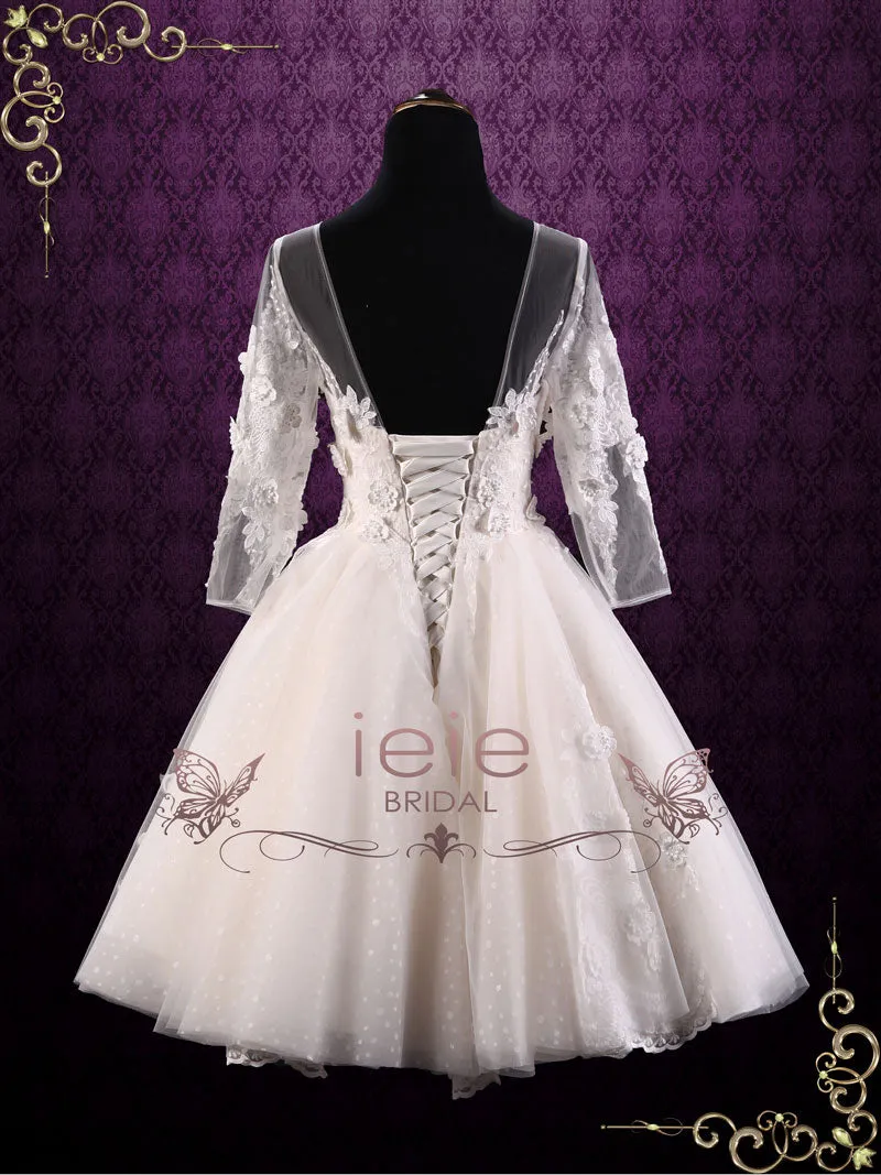 Short Lace Wedding Dress with Sleeves EMBER