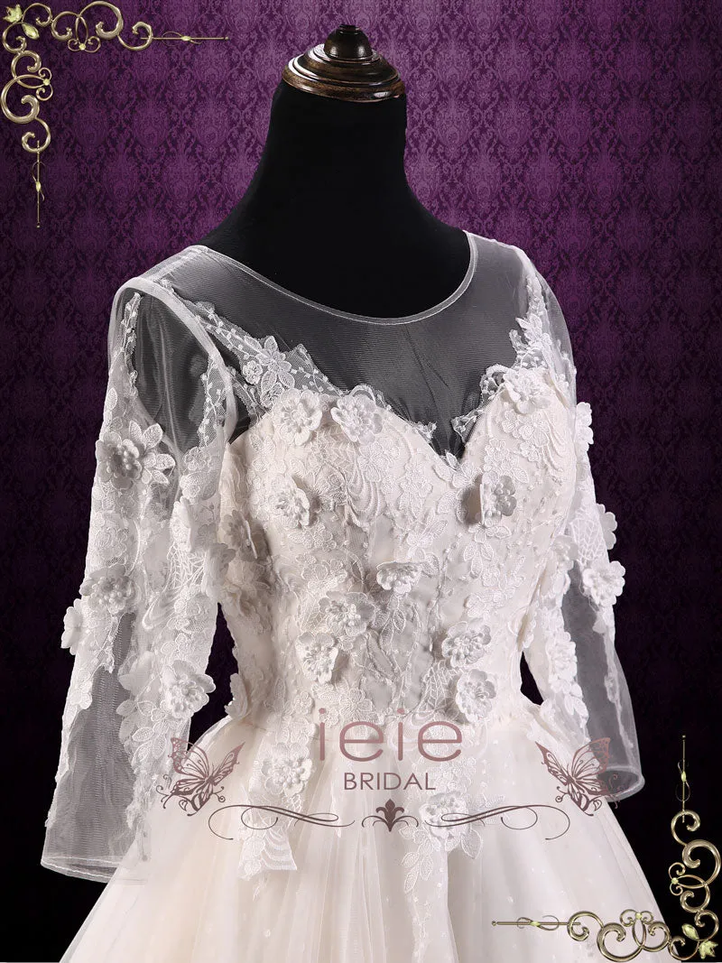 Short Lace Wedding Dress with Sleeves EMBER