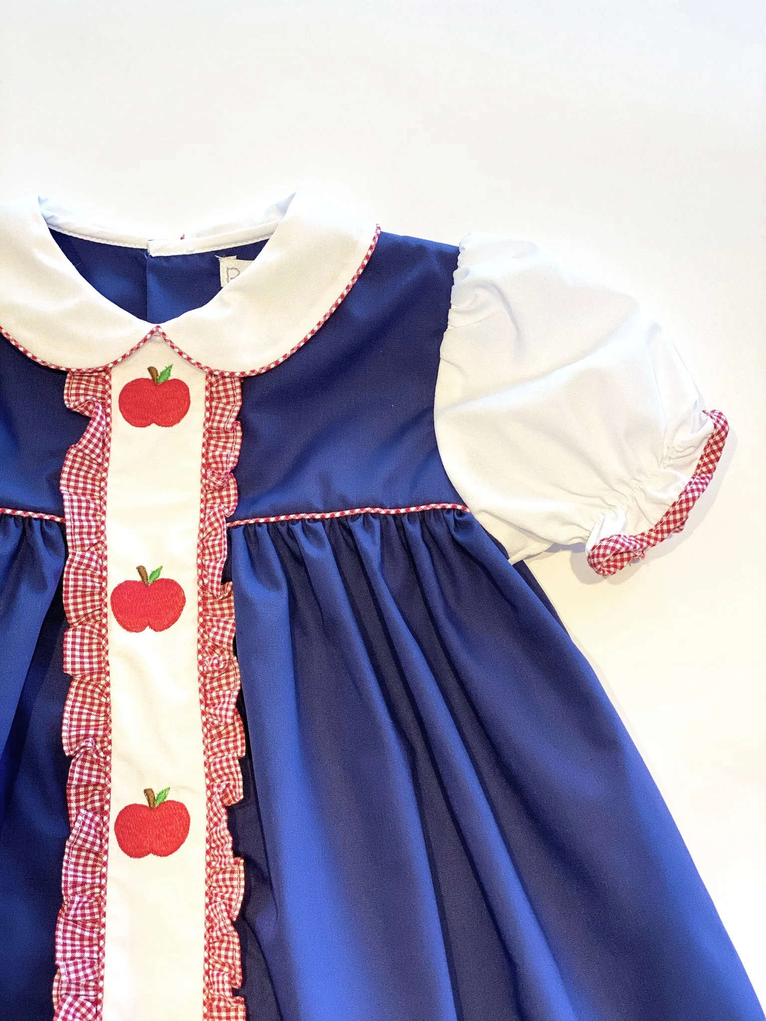 Short Sleeve Dress | Navy with Apple Details
