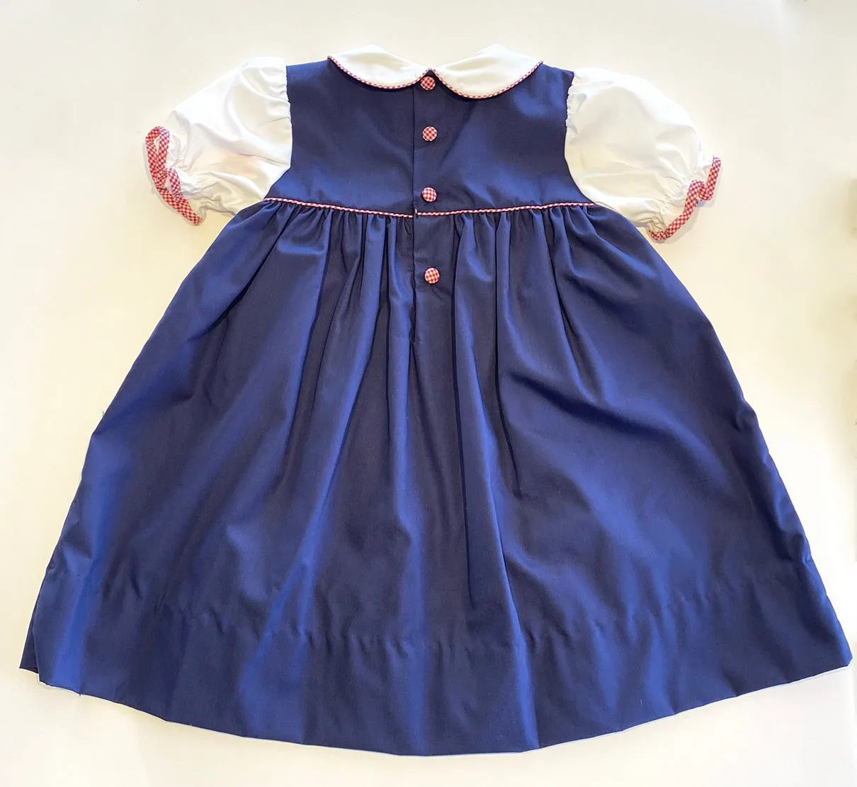 Short Sleeve Dress | Navy with Apple Details