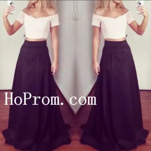 Short Sleeve Prom Dresses,Two Piece Prom Dress,Evening Dresses