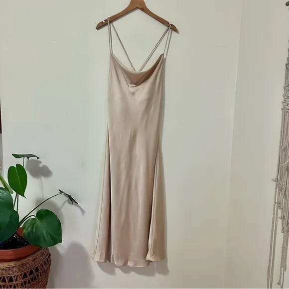 Show Me Your Mumu Verona Cowl Dress in Champagne Luxe Satin sz M