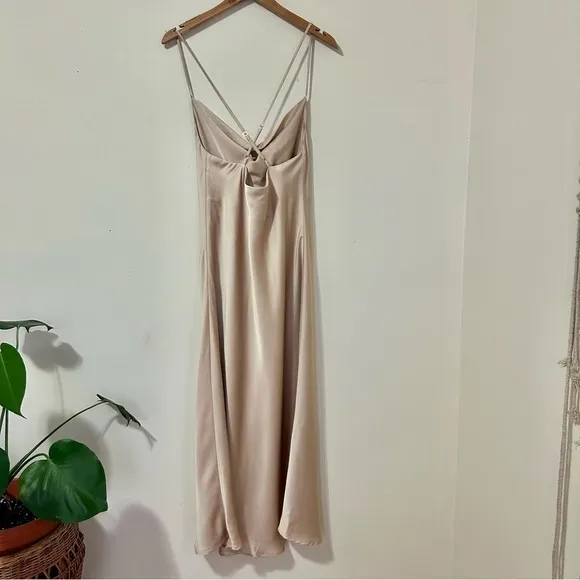 Show Me Your Mumu Verona Cowl Dress in Champagne Luxe Satin sz M