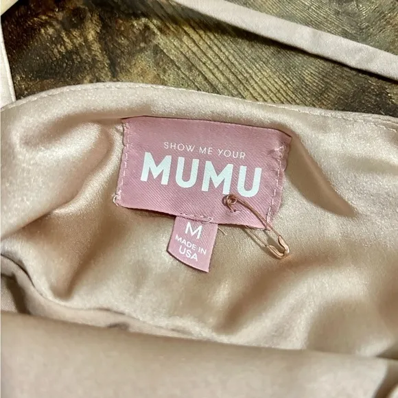 Show Me Your Mumu Verona Cowl Dress in Champagne Luxe Satin sz M