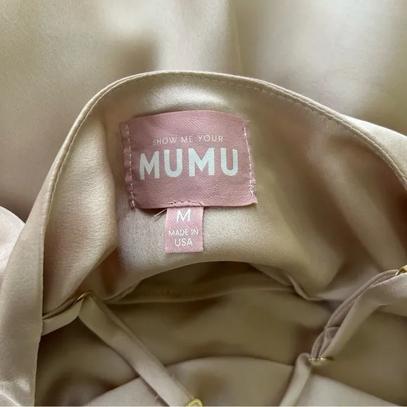 Show Me Your Mumu Verona Cowl Dress in Champagne Luxe Satin sz M