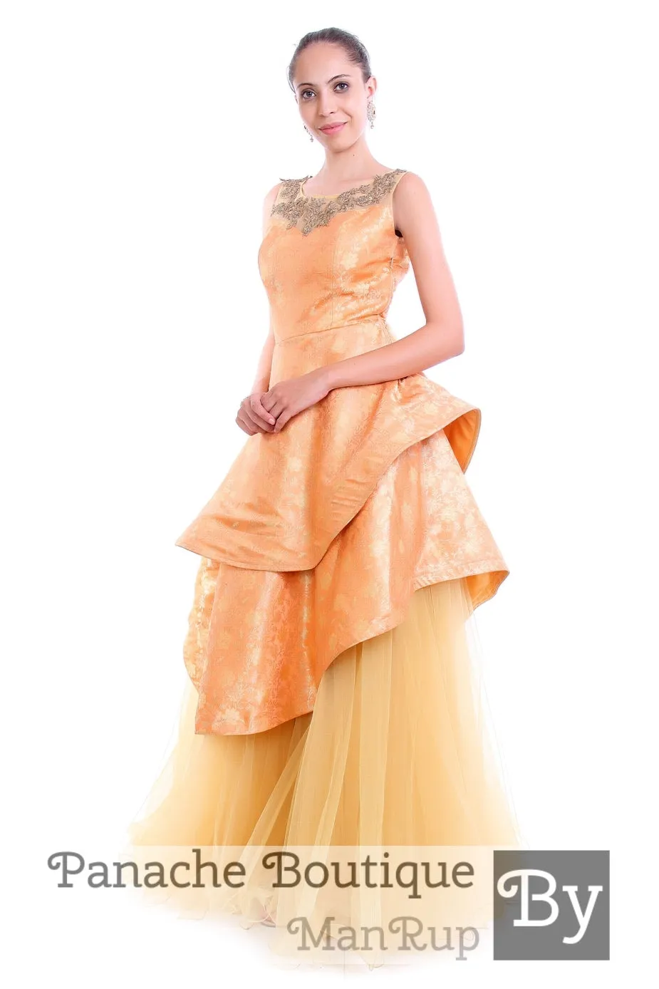 Silk brocade Layered Gown
