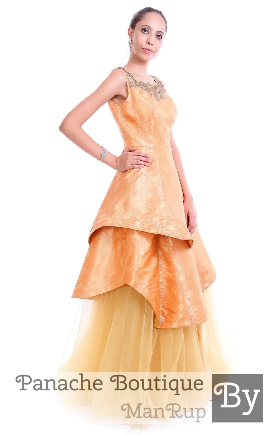 Silk brocade Layered Gown