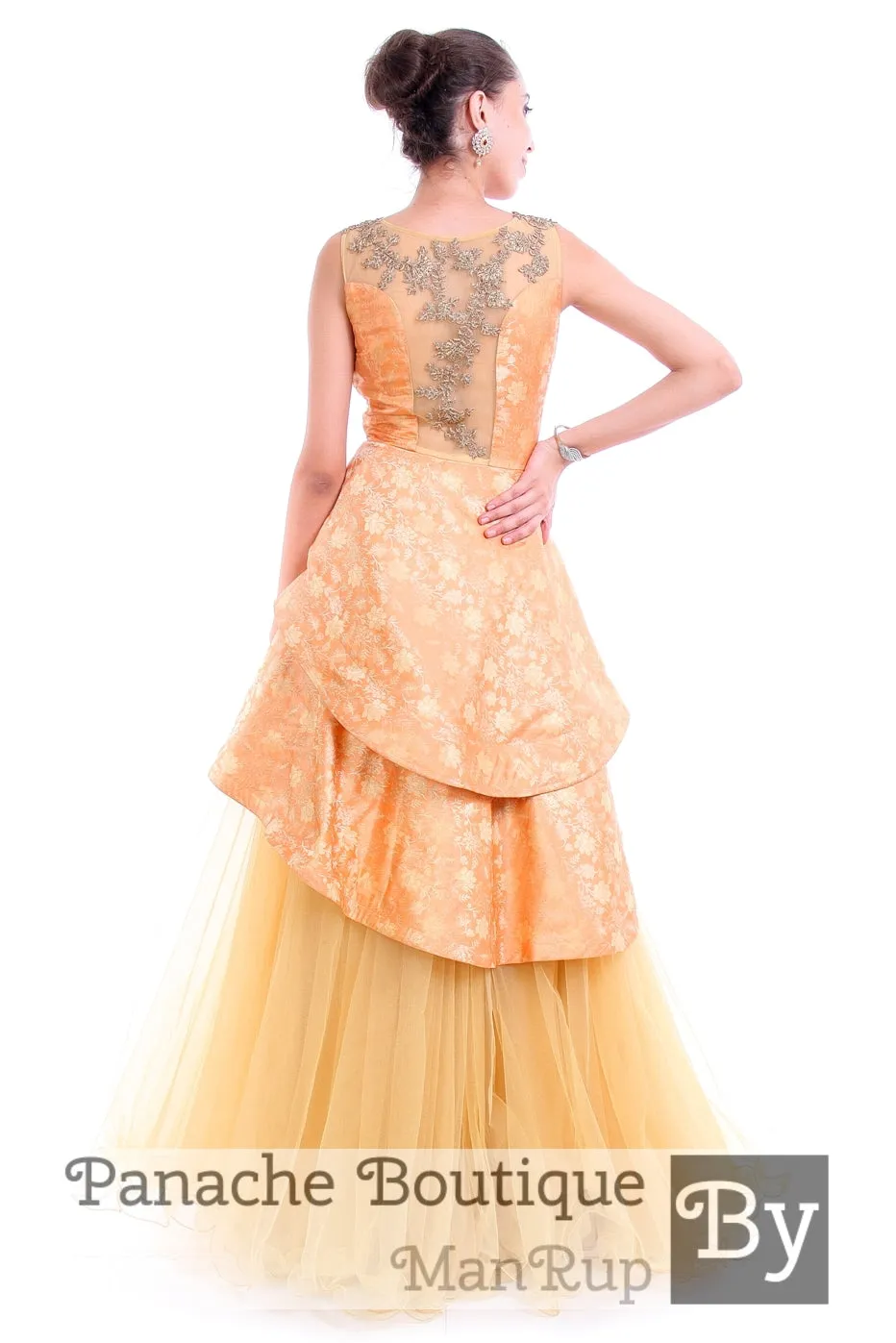 Silk brocade Layered Gown