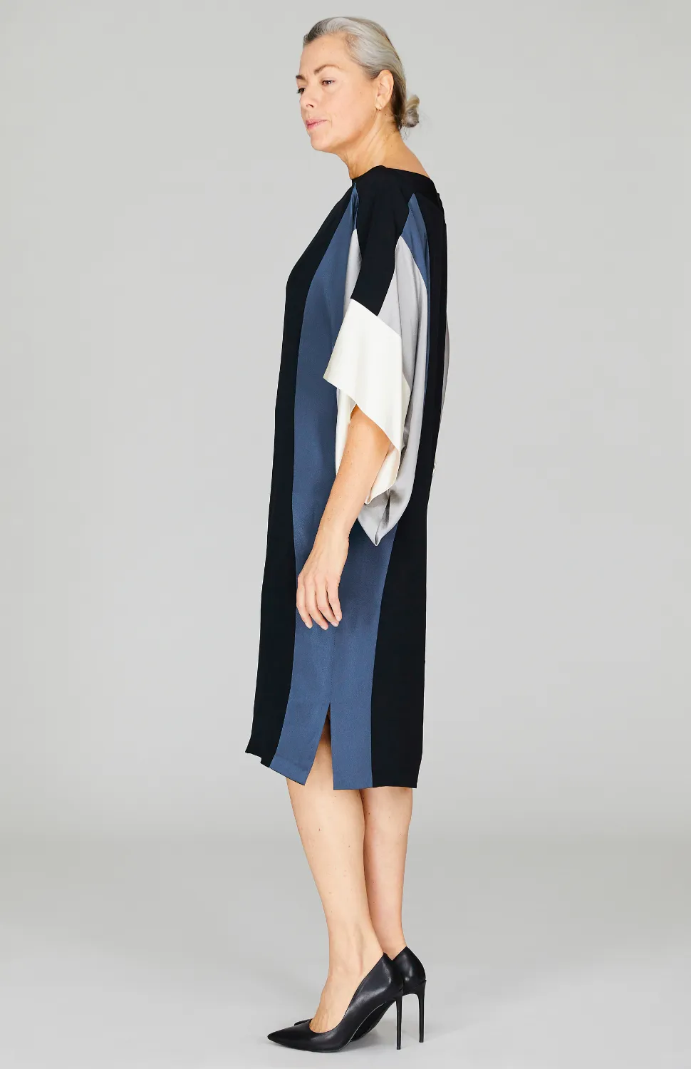 Silk Dress w/Contrast Satin Bands