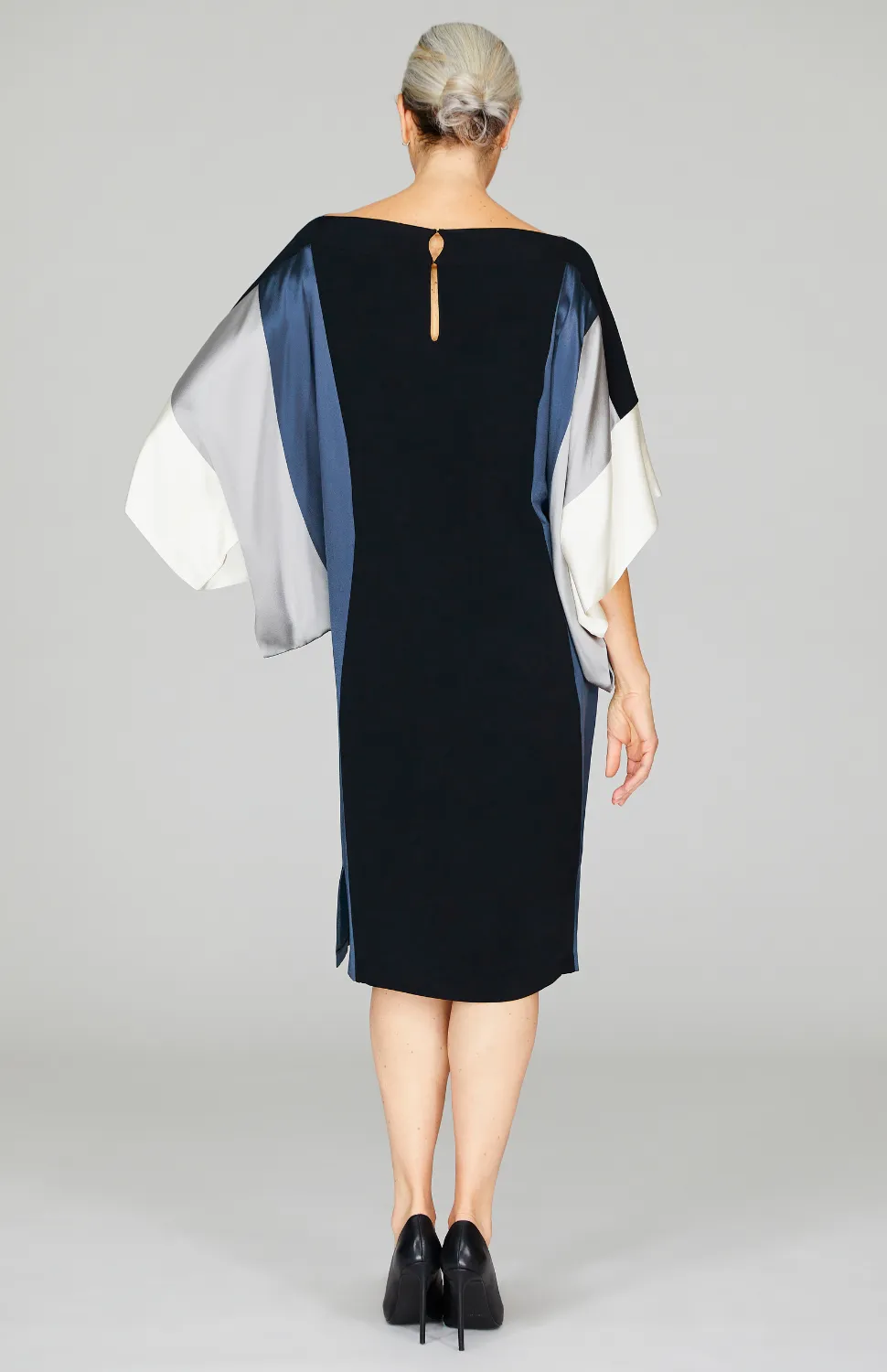 Silk Dress w/Contrast Satin Bands