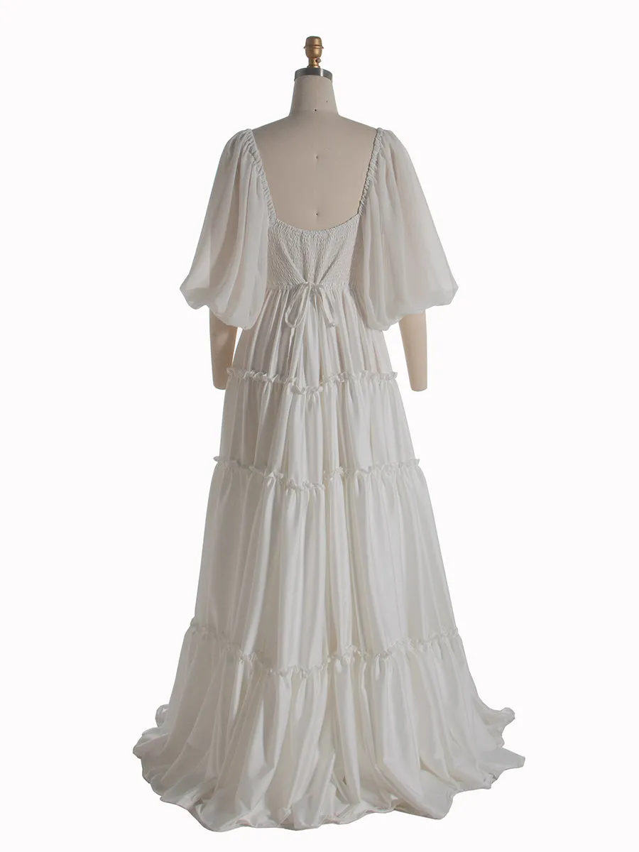 Silk Satin Maternity Dress for Photoshoot Boho Maternity Gown Baby Shower YW240061