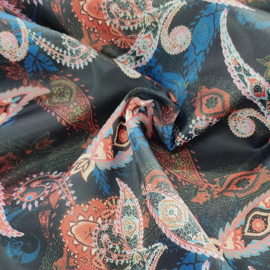 Silky Satin Suit Lining Floral Fabric 150 cm