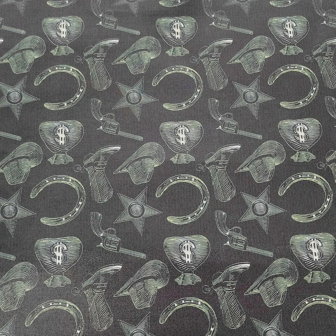 Silky Satin Suit Lining Green Cowboys Fabric 150 cm