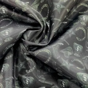 Silky Satin Suit Lining Green Cowboys Fabric 150 cm