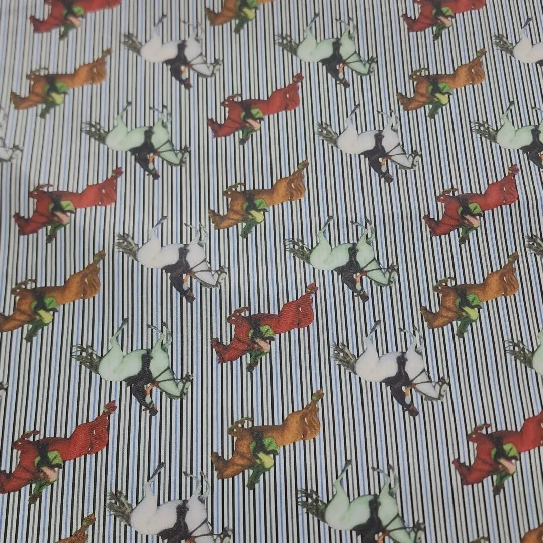 Silky Satin Suit Lining Horses Fabric 150 cm