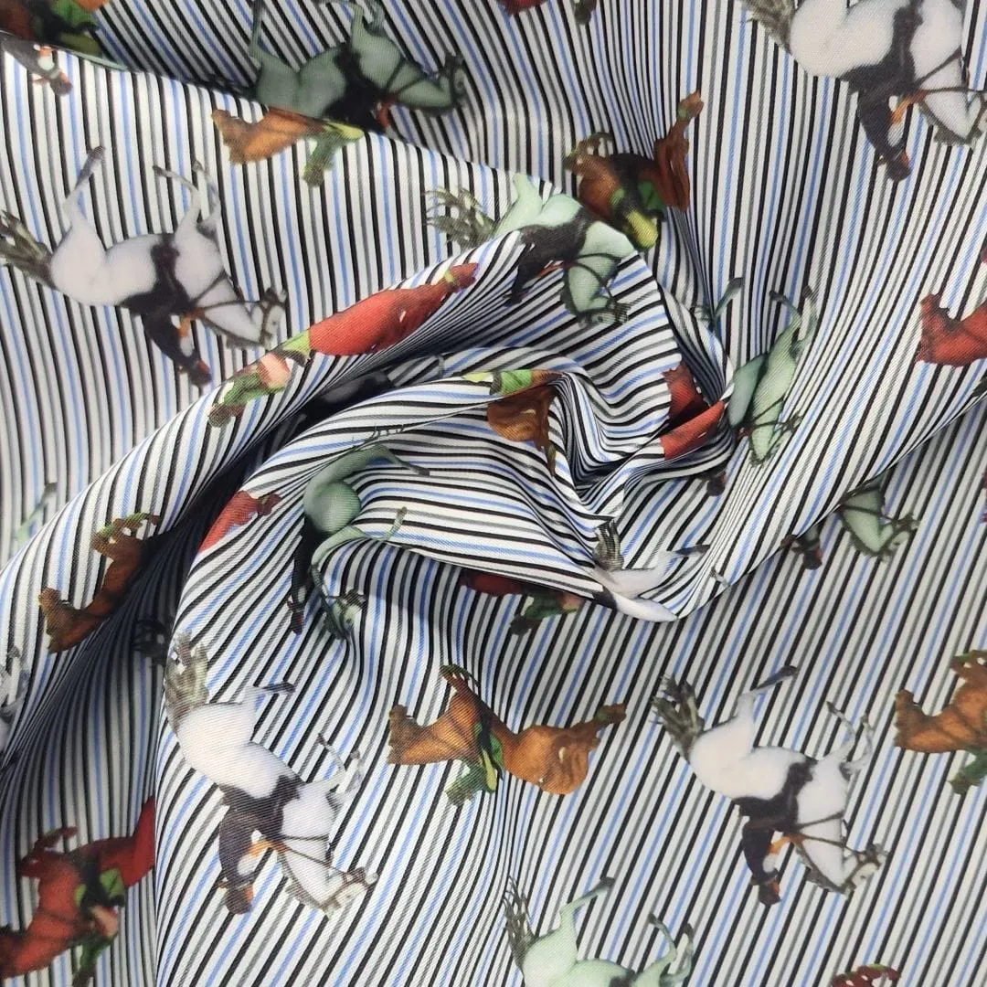 Silky Satin Suit Lining Horses Fabric 150 cm