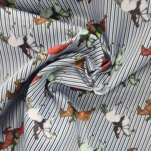 Silky Satin Suit Lining Horses Fabric 150 cm