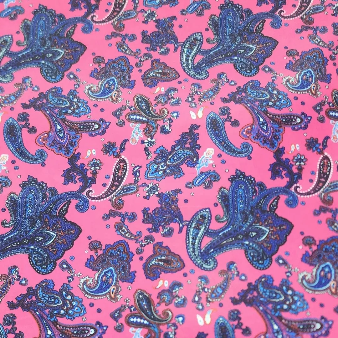 Silky Satin Suit Lining Pink Paisley Fabric 150 cm